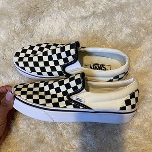 Checkerboard slip on vans